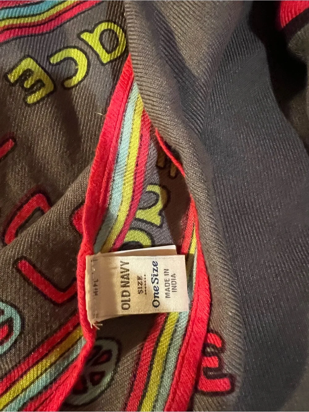 Old Navy Gray 'Give Peace Love' Graphic Throw Blanket with Neon Accents